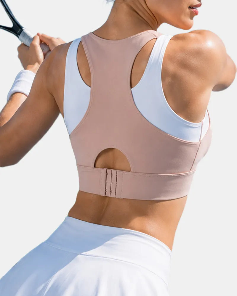 Layered Sports Bra with Adjustable Back Closure