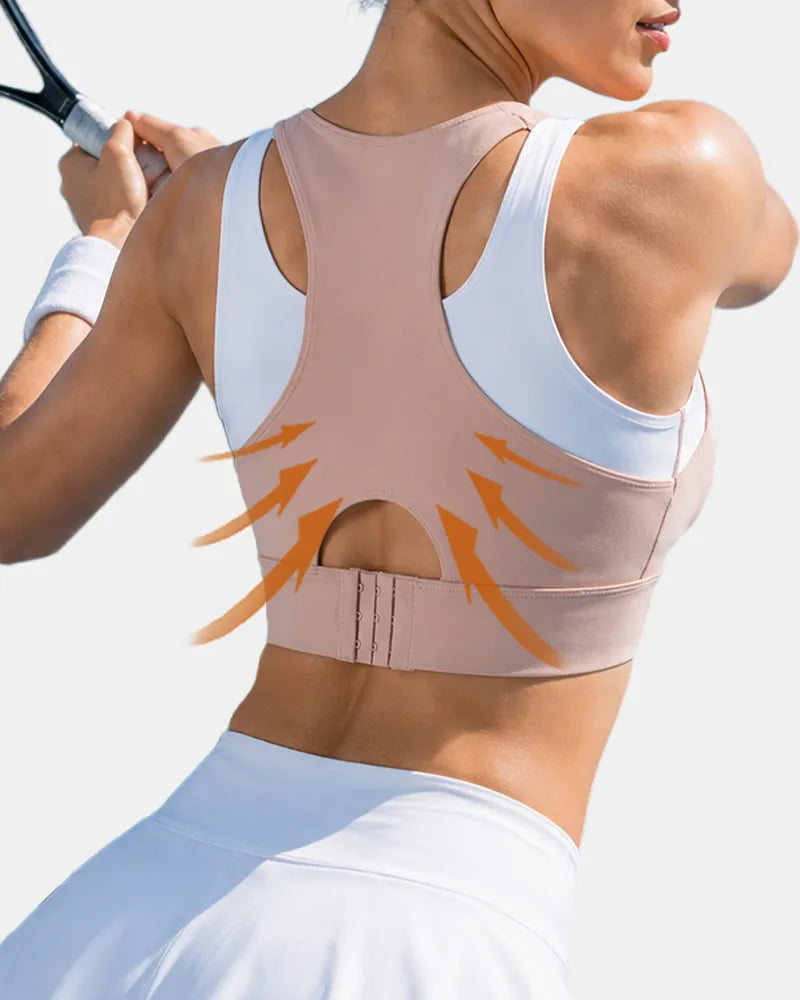 Layered Sports Bra with Adjustable Back Closure