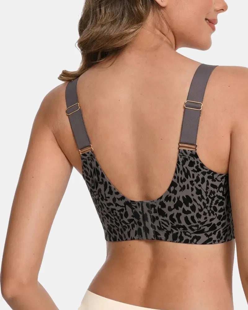 Women's Leopard Print Wireless Support Bra - Black Leopard - Soft Intention-3