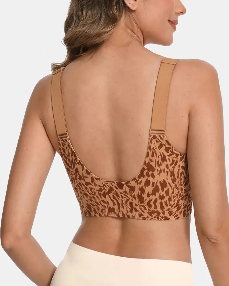 Women's Leopard Print Wireless Support Bra - Brown Leopard - Soft Intention-3