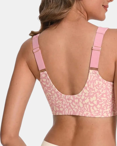 Women's Leopard Print Wireless Support Bra - Pink Leopard - Soft Intention-3