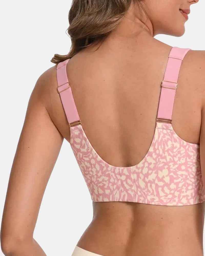 Women's Leopard Print Wireless Support Bra - Pink Leopard - Soft Intention-3