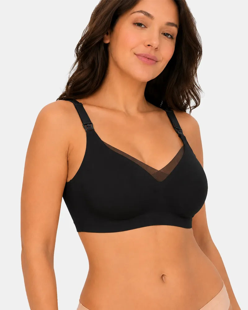 Mesh Trim Nursing Bra with Back Smoothing