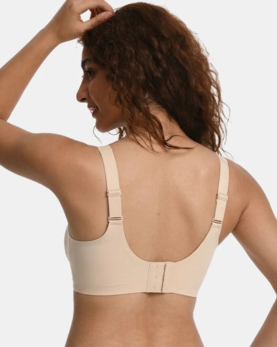 Women's Wireless Full Coverage Seamless W-Shaped Jelly Strap Bra - Pink Nude - Soft Intention-3