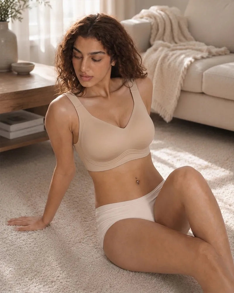 Women's Wireless Full Coverage Seamless W-Shaped Jelly Strap Bra - Soft Intention-Details-3