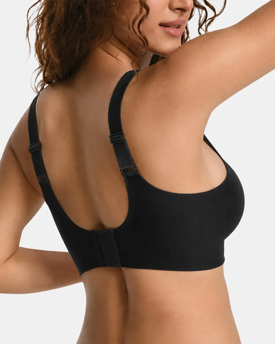 Women's Plus Size Seamless Wireless Mesh Bra - Black - Soft Intention-3