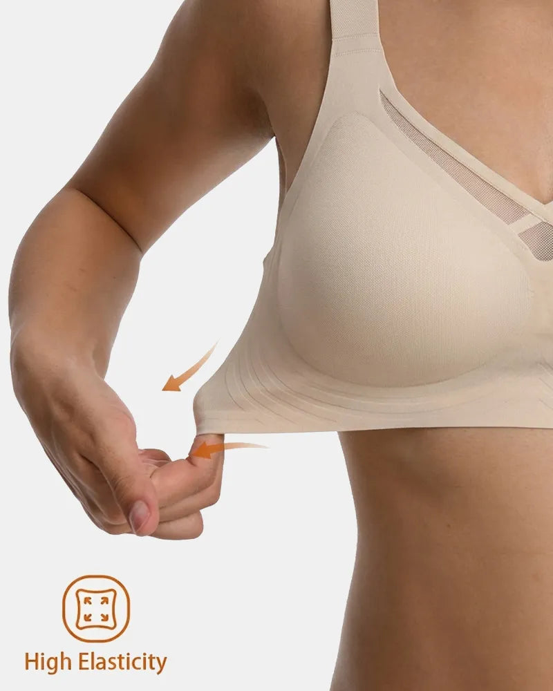 Women's Plus Size Seamless Wireless Mesh Bra - Soft Intention-Details-5