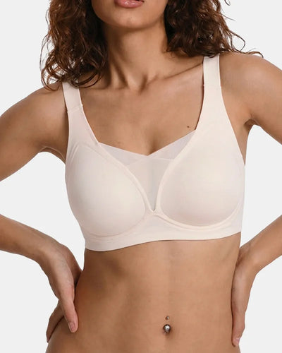 Women's Plus Size V-Neck Wireless Bra - Beige - Soft Intention-1