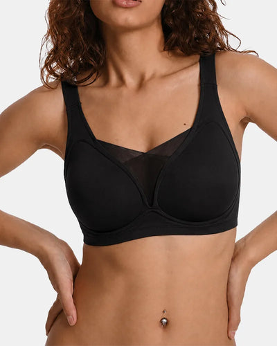 Women's Plus Size V-Neck Wireless Bra - Black - Soft Intention-1