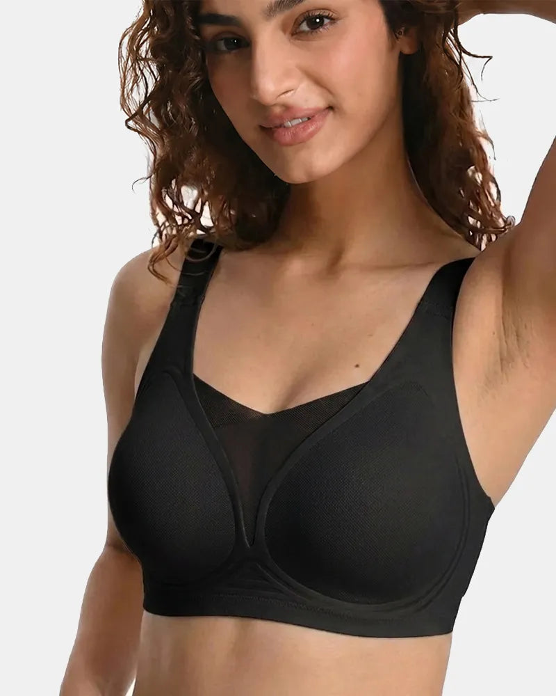 Women's Plus Size V-Neck Wireless Bra - Black - Soft Intention-2