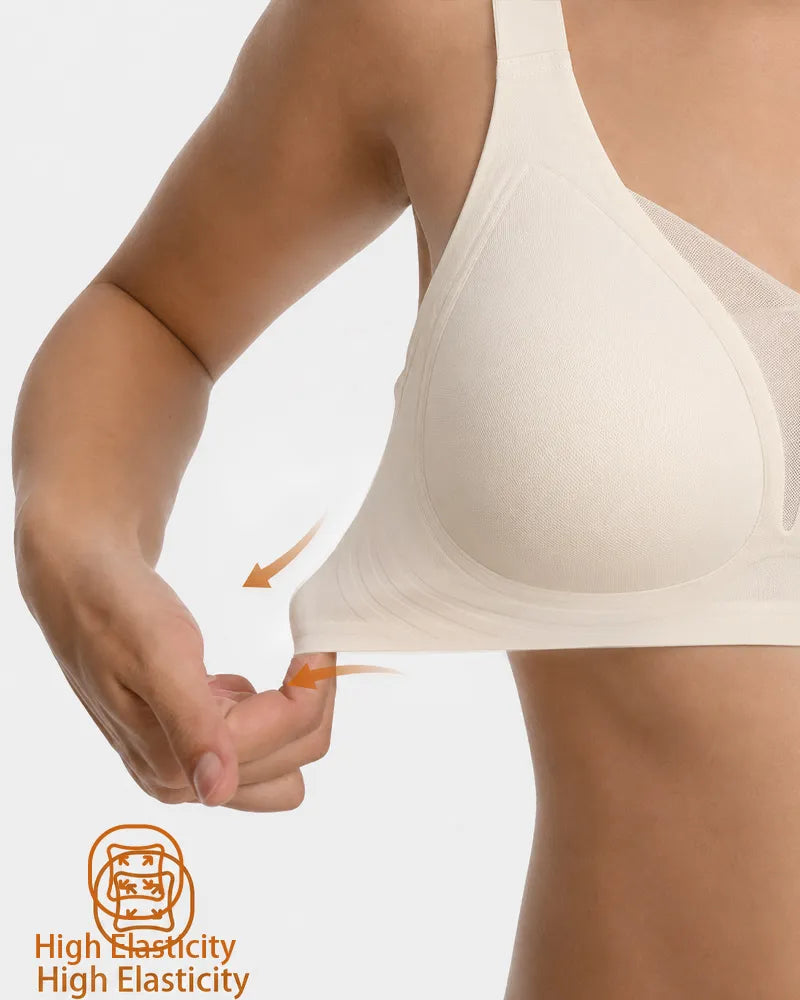 Women's Plus Size V-Neck Wireless Bra - Soft Intention-Details-5