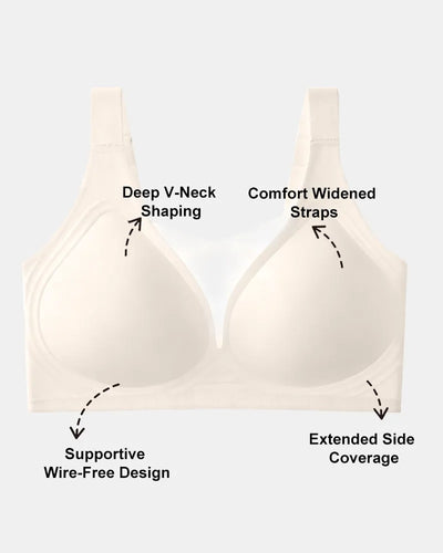 Women's Plus Size V-Neck Wireless Bra - Soft Intention-Details-7