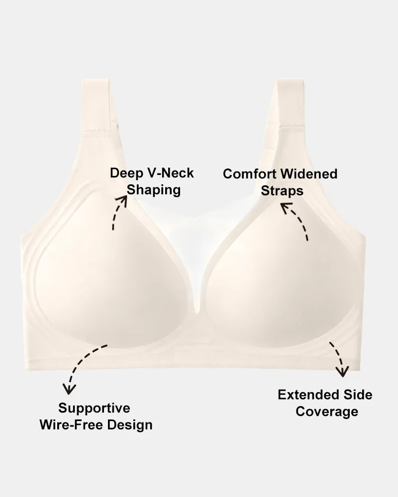 Women's Plus Size V-Neck Wireless Bra - Soft Intention-Details-7