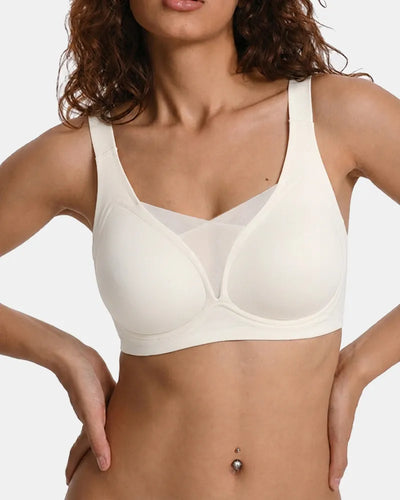 Women's Plus Size V-Neck Wireless Bra - White - Soft Intention-1