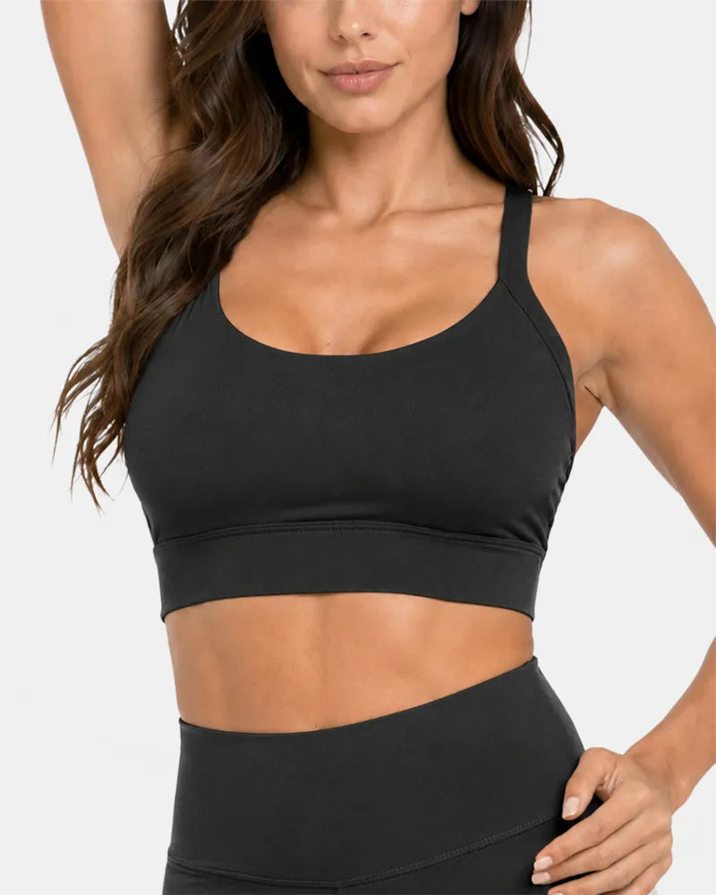 Cross Back Sports Bra with Side Smoothing