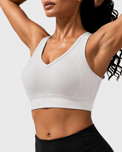 Ribbed Sports Bra with Breathable Mesh Back