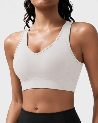 Ribbed Sports Bra with Breathable Mesh Back