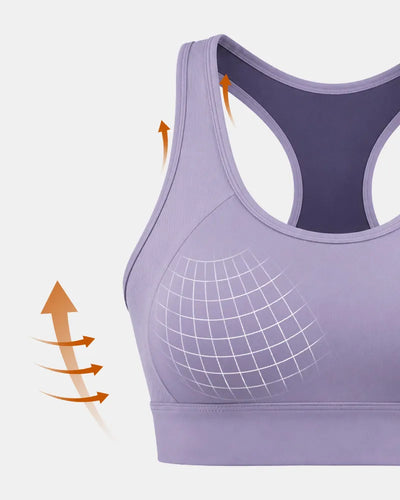 Ribbed Sports Bra with Breathable Mesh Back