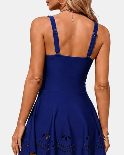 Scalloped Laser-Cut One-piece Swimdress