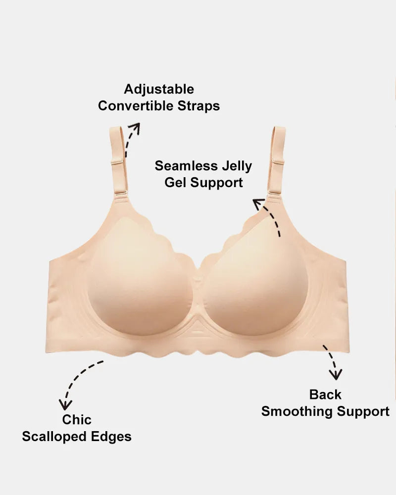 Women's Scalloped Seamless Back Smoothing Support Jelly Bra - Soft Intention-Details-7