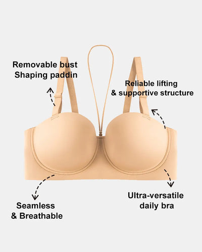 Seamless Halter Strapless Bra with Anti Slip Underwire Support