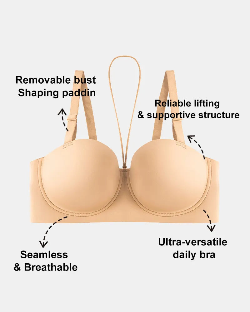 Seamless Halter Strapless Bra with Anti Slip Underwire Support