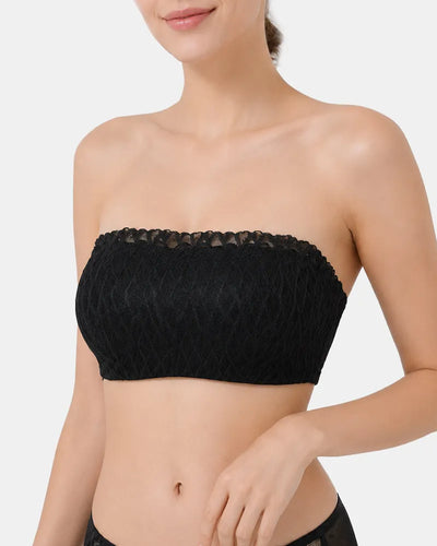 Seamless Lace Bandeau Bra with Multiway Convertible Straps