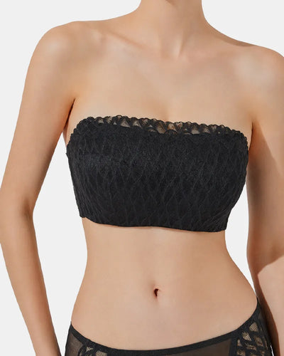 Seamless Lace Bandeau Bra with Multiway Convertible Straps