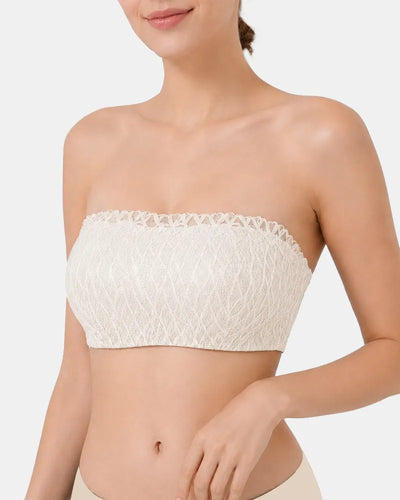 Seamless Lace Bandeau Bra with Multiway Convertible Straps