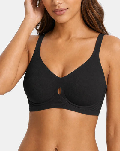 Women's Seamless Lift Jelly Bra Breathable Teardrop Hollow - Black - Soft Intention-1
