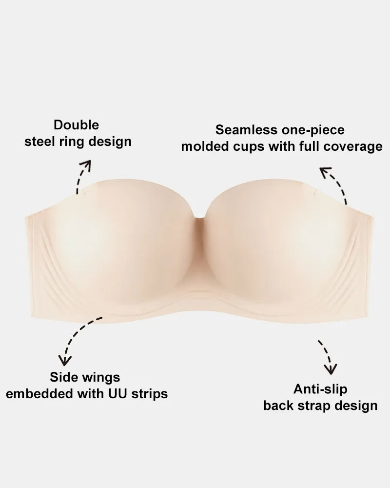 Seamless Strapless Minimizer Bra with Secure Anti Slip Support