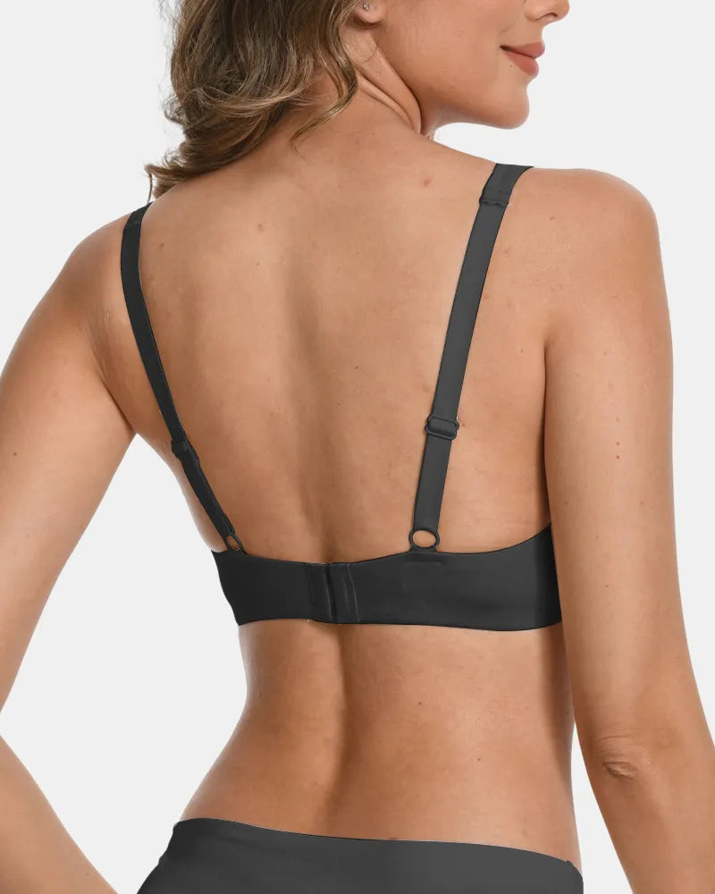 Women's Seamless Underwire Effortless Shaping Lift Balconette Bra - Black - Soft Intention-3
