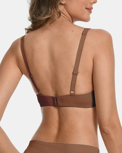 Women's Seamless Underwire Effortless Shaping Lift Balconette Bra - Brown - Soft Intention-3