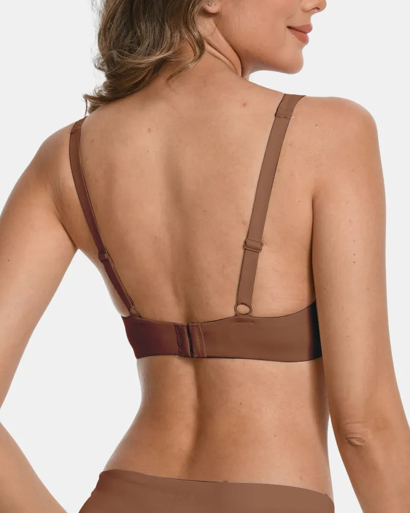 Women's Seamless Underwire Effortless Shaping Lift Balconette Bra - Brown - Soft Intention-3