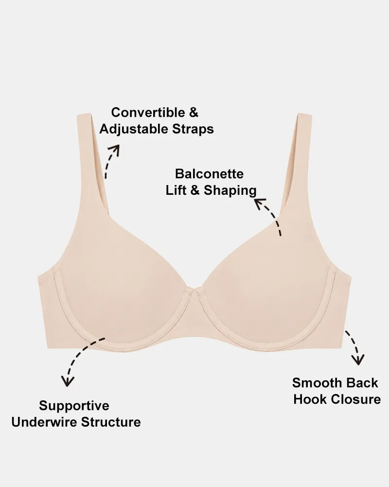 Women's Seamless Underwire Effortless Shaping Lift Balconette Bra - Soft Intention-Details-7