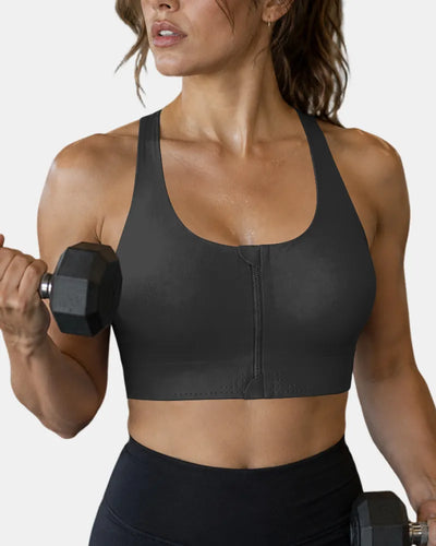 Seamless Zipper Sports Bra with High Support