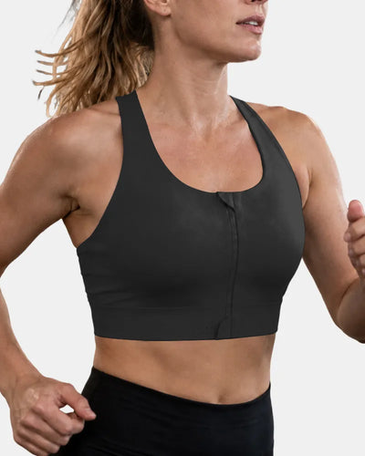 Seamless Zipper Sports Bra with High Support
