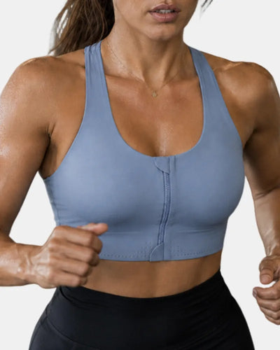 Seamless Zipper Sports Bra with High Support