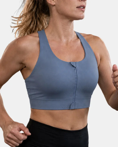 Seamless Zipper Sports Bra with High Support