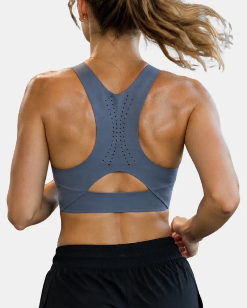 Seamless Zipper Sports Bra with High Support