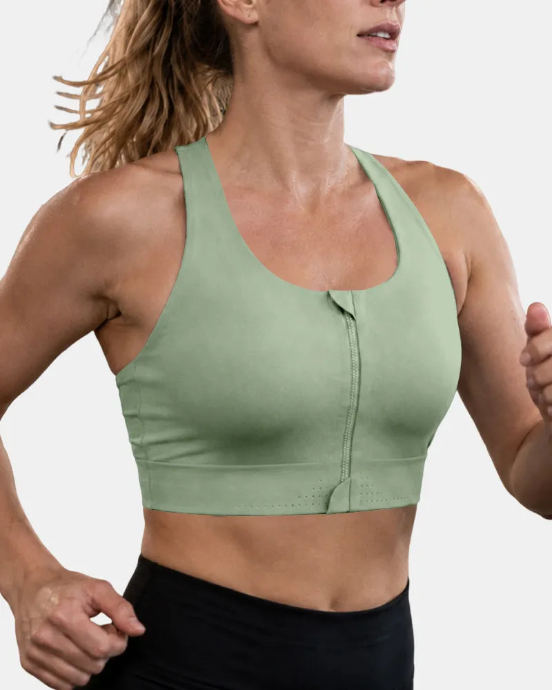 Seamless Zipper Sports Bra with High Support