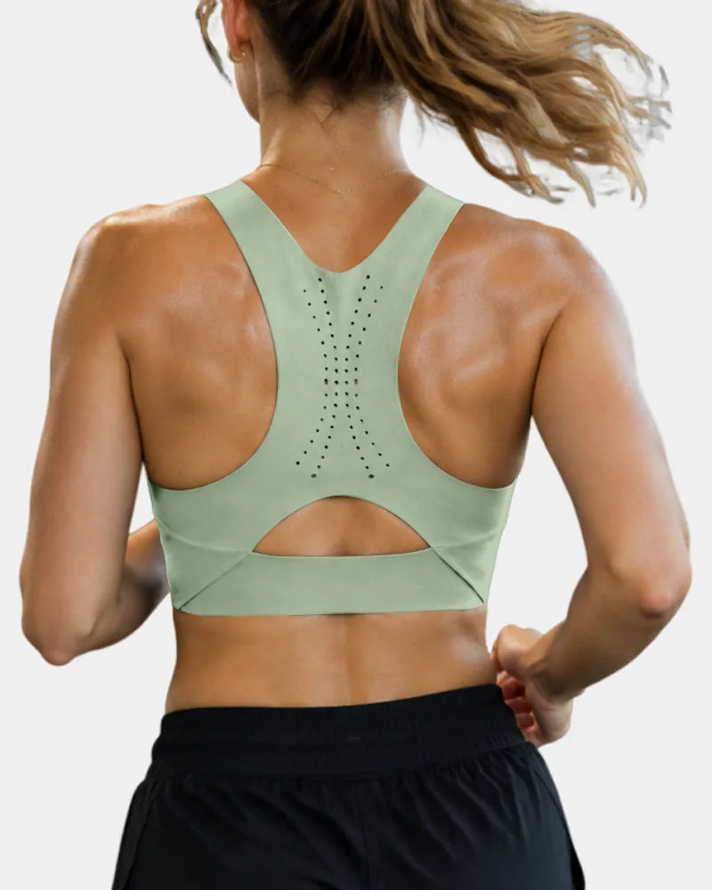 Seamless Zipper Sports Bra with High Support