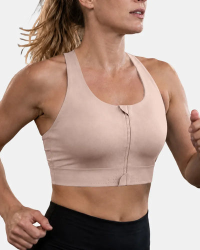 Seamless Zipper Sports Bra with High Support