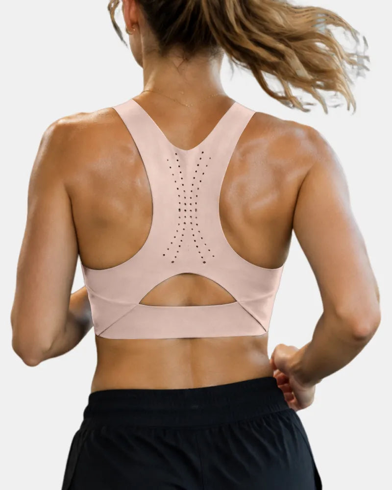 Seamless Zipper Sports Bra with High Support