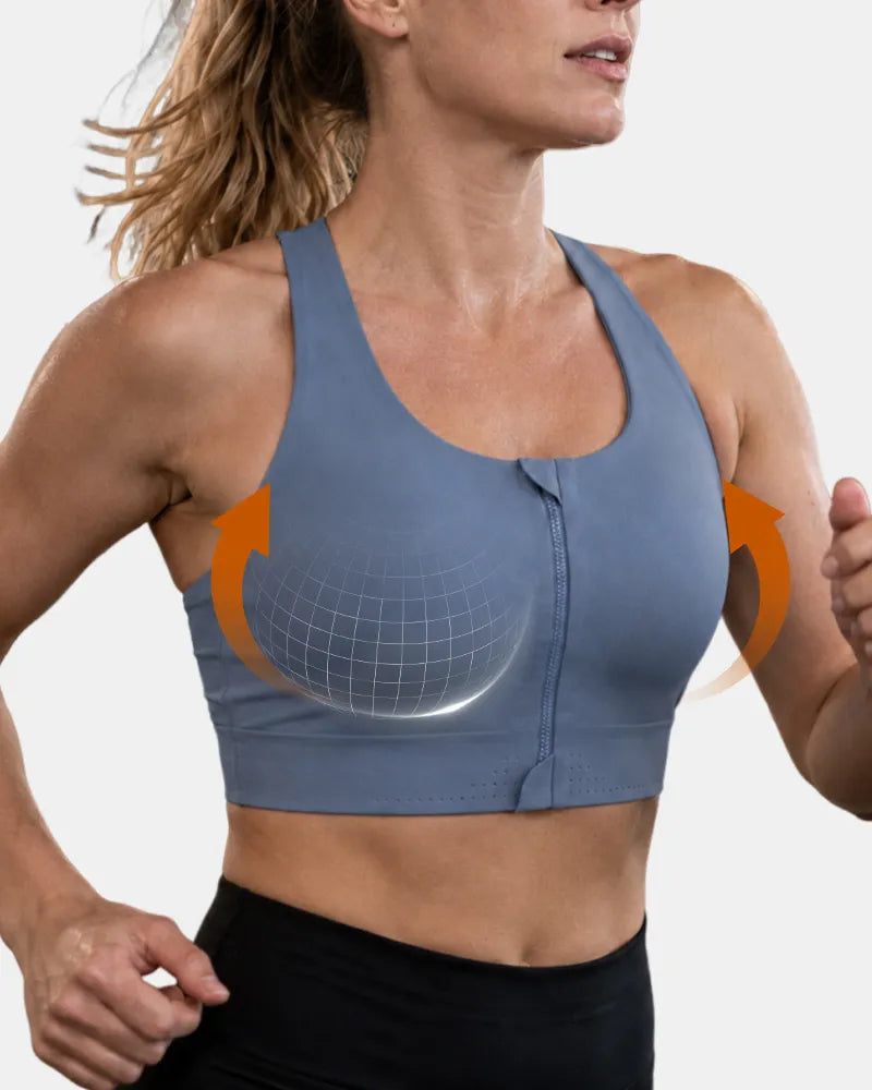 Seamless Zipper Sports Bra with High Support
