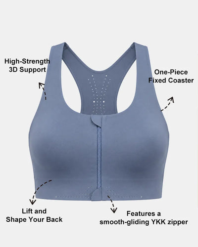 Seamless Zipper Sports Bra with High Support