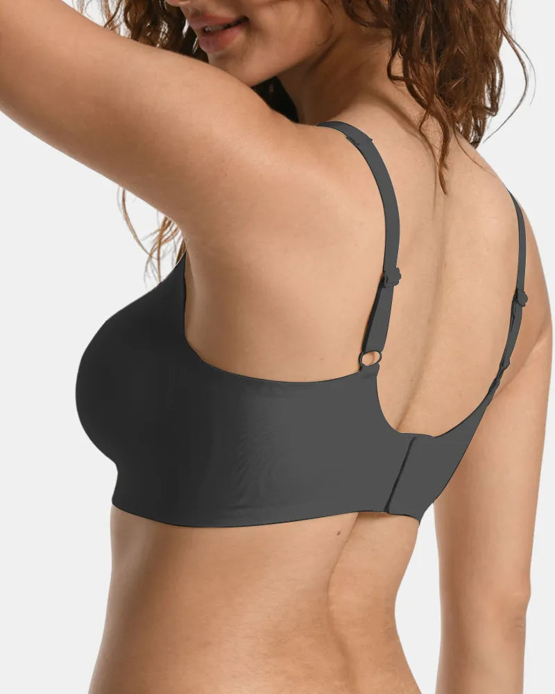 Women's V-Neck Jelly Bra Back Clasp - Black - Soft Intention-3