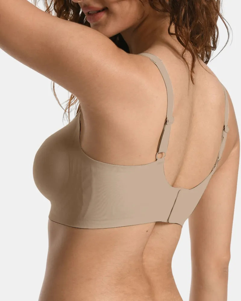 Women's V-Neck Jelly Bra Back Clasp - Dark Nude - Soft Intention-3