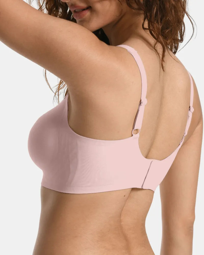 Women's V-Neck Jelly Bra Back Clasp - Pink Nude - Soft Intention-3