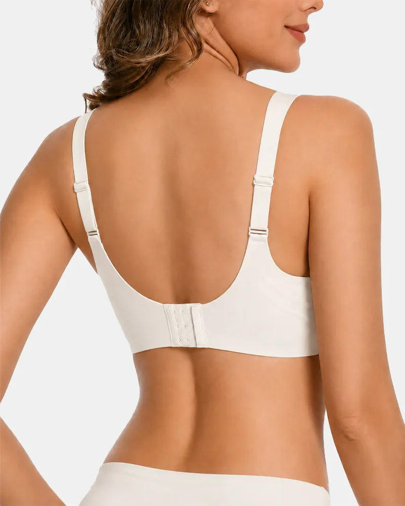 Women's V-Neck Scalloped Wireless Bra - Beige - Soft Intention-3